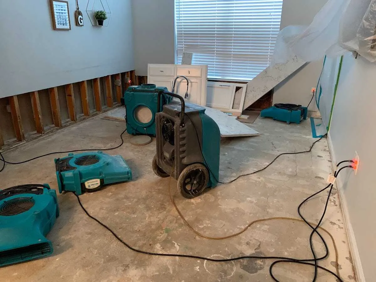 Dehumidifier in flood-cut room for Water Damage Restoration in Soquel